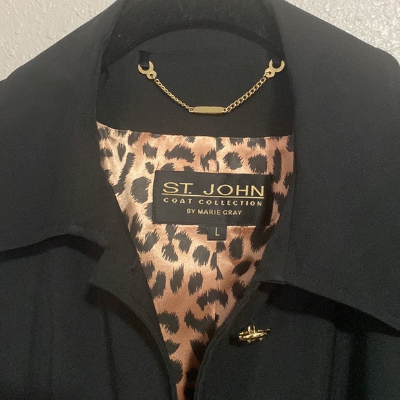 St John Black Trench Coat Size Large - Picture 4 of 10